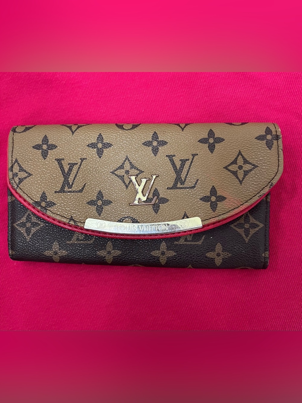 Monogram Canvas Card Holder &  wallet with Red Trim!!! Real nice